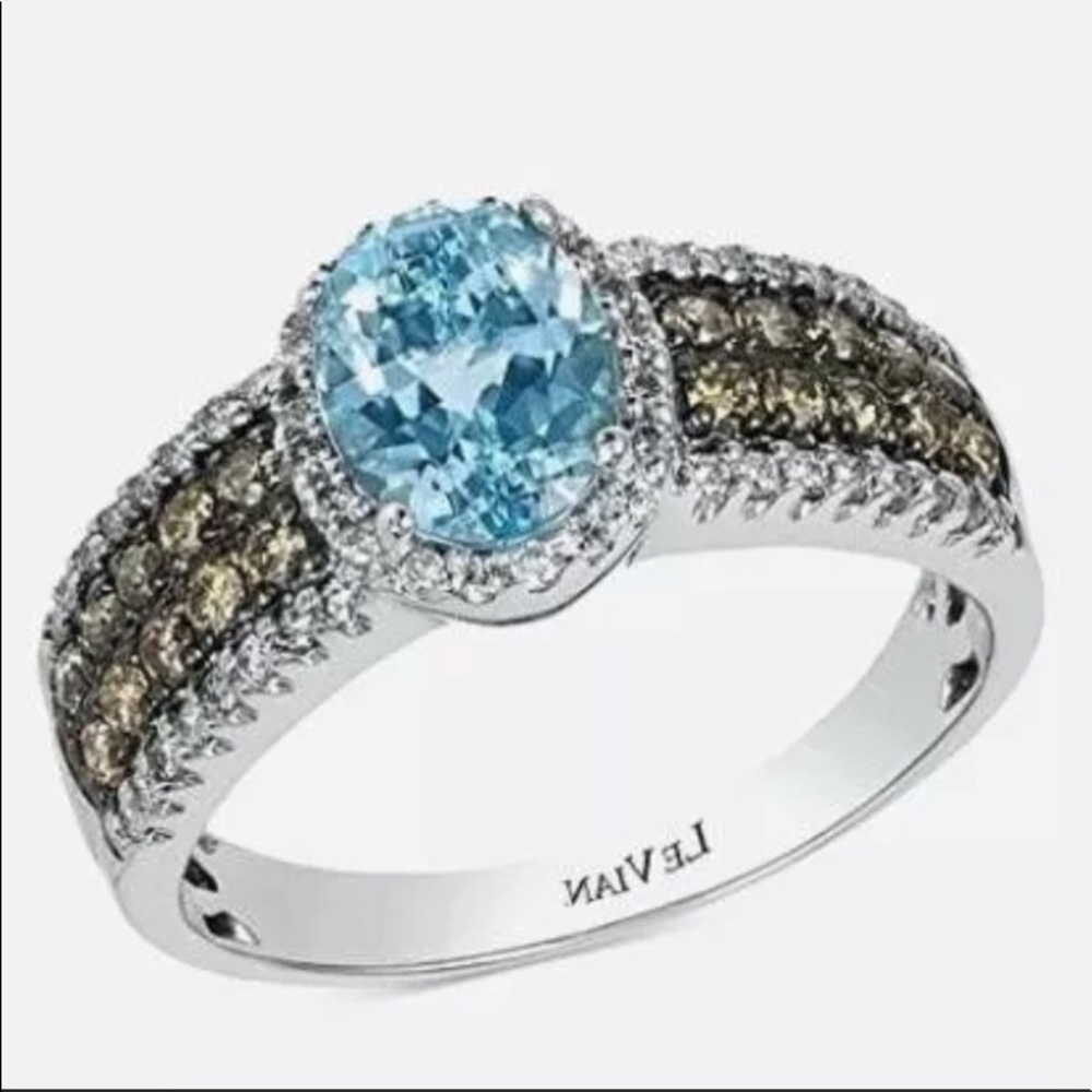 🆕 LeVian Genuine Aquamarine and Diamond Ring - Picture 2 of 8